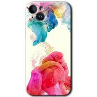 Potkal Hediye Fabrikası Potkal Hediye Fabrikası iPhone 14 Plus Kılıf HD Desen Baskılı Arka Kapak - Temperli Cam - Gökkuşağı Color