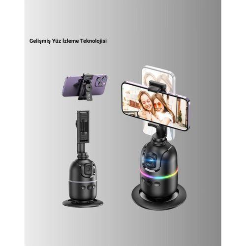 Yapay Zeka Destekli Yüz Takip Özellikli 360 Derece Dönen Masaüstü Telefon Sabitleyici