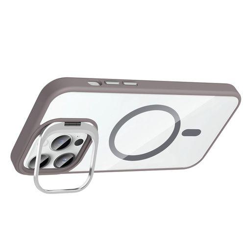 Apple iPhone 14 Pro Max Kılıf Standlı ve Kamera Lens Hediyeli M-Safe Şarj Özellikli Zore Etro Kapak
