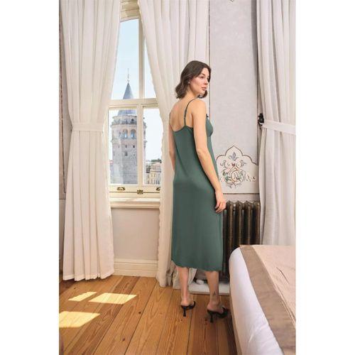 Çiçek Ve Yaprak Desenli Dantelli Ve Dekolteli Sabahlık Takımı