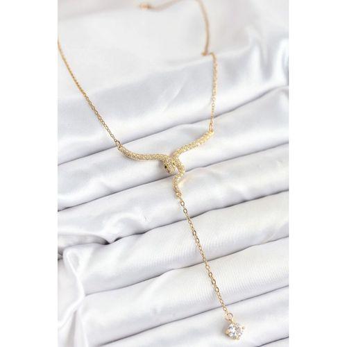 316L Çelik Zincir Gold Renk Yılan Model Y Kolye