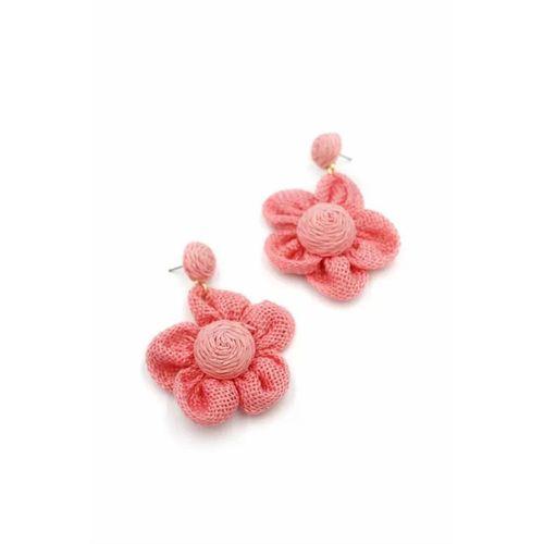 Papatya Hasır Küpe - Pembe