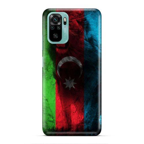 Xiaomi Redmi Note 10 5G Uyumlu Kılıf Azarbaijan (35) Fit Design Kılıf Bayrak Aslanlı