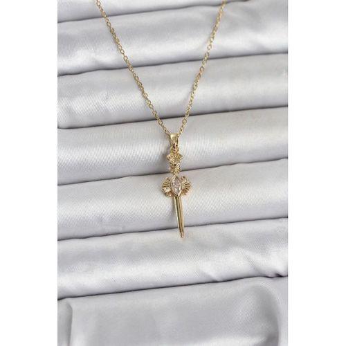 316L Çelik Zincir Gold Renk Kılıç Model Kadın Kolye