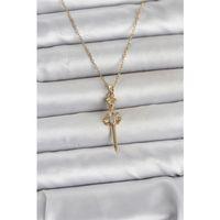 316L Çelik Zincir Gold Renk Kılıç Model Kadın Kolye