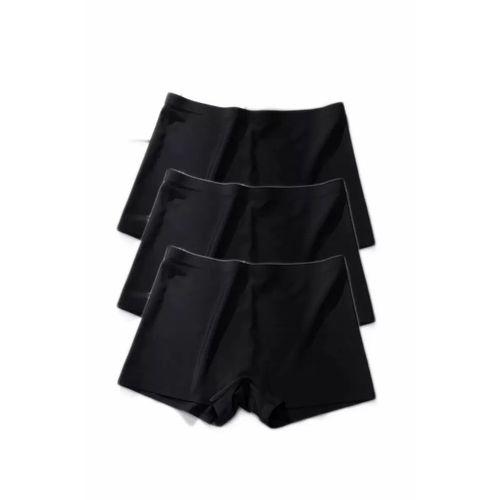 3 Adet Kadın Dikişsiz Görünmez İz Yapmaz Mini Şort Boxer Siyah