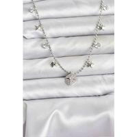 Pirinç Gümüş Renk Zirkon Taşlı Kutup Yıldızı Model Kadın Kolye