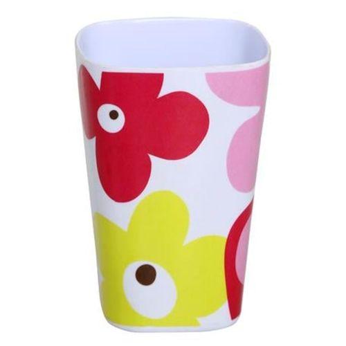 2 Adet Kalemlik Kırmızı Papatya Desenli Ofis Gereci 7X7X11Cm 300Ml