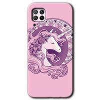 Huawei P40 Lite Kılıf Baskılı Kapak - Unicorn-Pembe + 5D Tam Kaplayan Cam