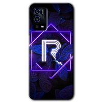 Oppo A55 HD Baskılı Kılıf + 9D Tam Ekran Koruyucu - Dark Neon Yaprak R Harfi