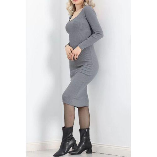 pilelistore Kaşkorse Kare Yaka Elbise Füme