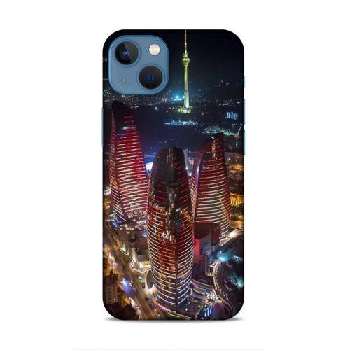 Apple iPhone 13 Mini Uyumlu Kılıf Azarbaijan (33) Hybrid Kılıf Kuleler Gece