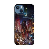 Apple iPhone 13 Mini Uyumlu Kılıf Azarbaijan (33) Hybrid Kılıf Kuleler Gece