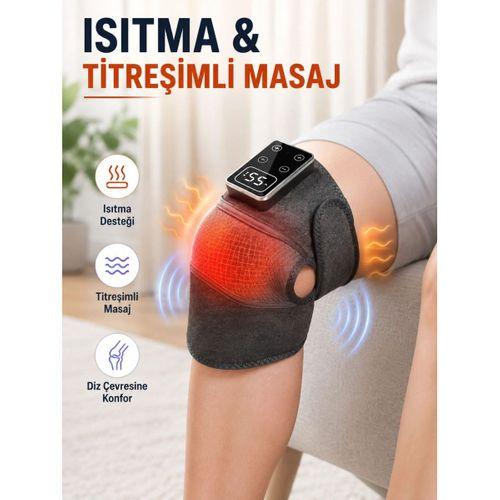 Dijital Ekranlı Isıtmalı Diz Masaj Aleti Ayarlanabilir Titreşimli Şarjlı Masaj Cihazı
