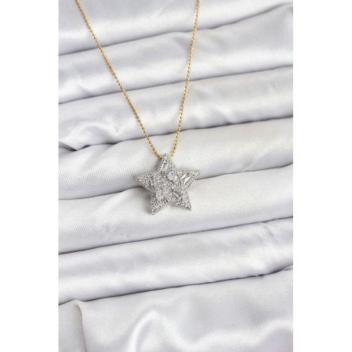 316L Çelik Zincir Gold Renk Zincirli Gümüş Yıldız Model Kadın Kolye