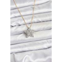 316L Çelik Zincir Gold Renk Zincirli Gümüş Yıldız Model Kadın Kolye