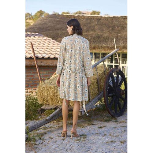 Çiçek Desenli Önü Düğmeli Sabahlık Takımı