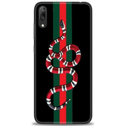 Huawei Y7 Prime 2019 Kılıf HD Baskılı Kılıf - Kırmızı Yeşil Yılan + Tam Ekran Koruyucu