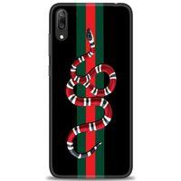 Huawei Y7 Prime 2019 Kılıf HD Baskılı Kılıf - Kırmızı Yeşil Yılan + Tam Ekran Koruyucu