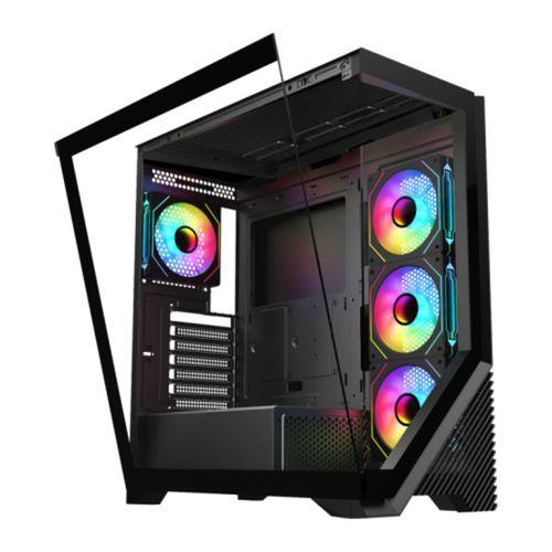 VENTO VG4202FL Mid Tower, 750W 80+ Siyah, Temperli Cam, RGB, ATX GAMING KASA