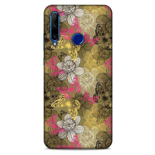 Huawei Honor 20 Lite Kılıf Kelebek Etkisi (37) Silicone Cover Beyaz Açık Yeşil