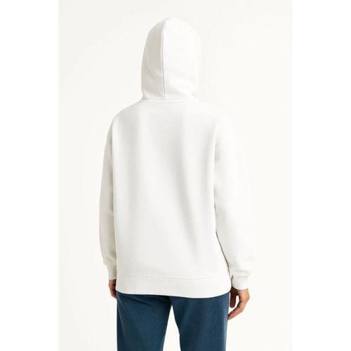 Samuray Ninja Çift Kapşonlu ZIP Fermuarlı Kanguru Çepli Hoodie Maske Detaylı Swetshirt - Beyaz