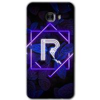 Samsung Galaxy C7 HD Baskılı Kılıf + 9D Tam Ekran Koruyucu - Dark Neon Yaprak R Harfi