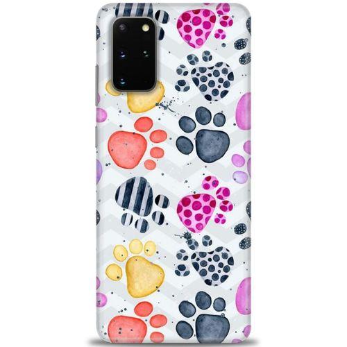 Samsung Galaxy S20 Plus Kılıf HD Baskılı Kılıf - Renkli Patiler + Tam Ekran Koruyucu
