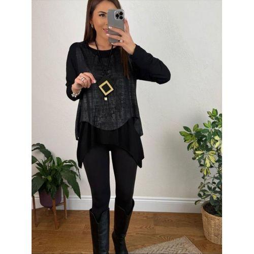 Kadın Siyah Deri Yelekli Kolye Dahil üçlü Takım