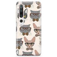 Xiaomi Mi 10 Pro Kılıf Hipster Kediler Arka Kapak Koruma Desenli Full Koruyucu