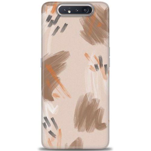 Samsung Galaxy A80 Kılıf HD Baskılı Kılıf - Kahve Çizgiler + Tam Ekran Koruyucu