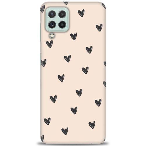 Samsung Galaxy M32 Kılıf HD Baskılı Kılıf - Minik Kalpler + Tam Ekran Koruyucu