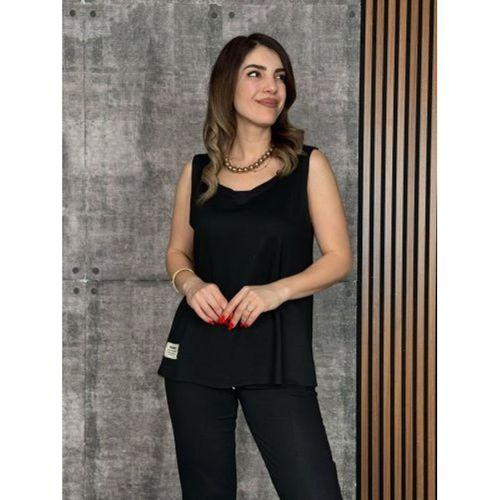Kadın Askılı Yuvarlak Yaka Viskon Iki Iplik Bluz Ve Eşofman Altı Ikili Takım
