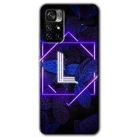 Redmi Note 11T Kılıf HD Desen Baskılı Arka Kapak - Dark Neon Yaprak L Harfi + Kırılmaz Cam