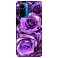 Xiaomi Redmi K40 Uyumlu Kılıf Mor Delisi (40) Fit Silikon Kılıf Büyük Güller