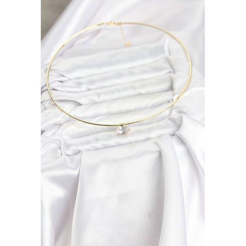 Pirinç Gold Renk Choker Model Zirkon Taşlı Kadın Kolye