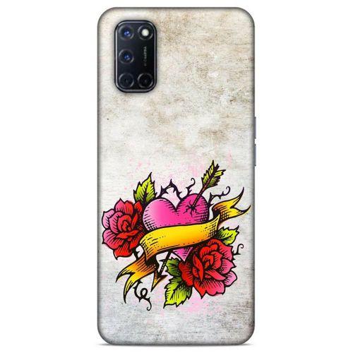 Lopard Oppo A92 Uyumlu Kılıf Tattoo's (12) Koruyucu Silikon Gri Pembe