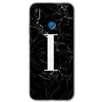Huawei P20 Lite Kılıf HD Desen Baskılı Arka Kapak - Siyah Mermer Desenli I Harfi