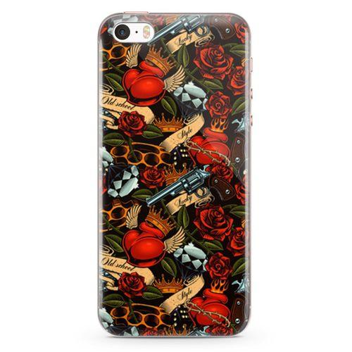 Apple iPhone SE Kılıf Geçici Dövme Arka Kapak Koruma Desenli Full Koruyucu