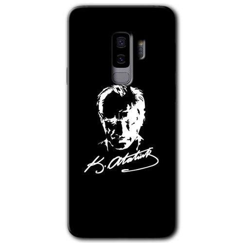 Potkal Hediye Fabrikası Samsung Galaxy S9 Plus HD Baskılı Kılıf + 9D Tam Ekran Koruyucu - Atatürk Silüet İmza