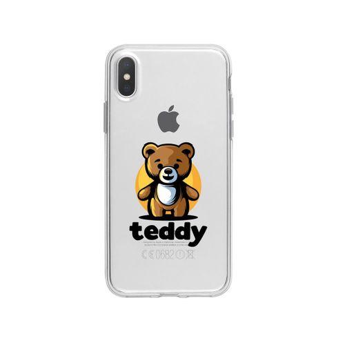 iPhone Xs Teddy Desenli Premium Şeffaf Silikon Kılıf