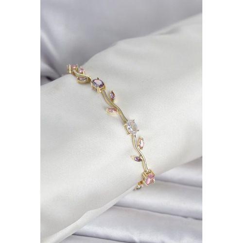 Pirinç Gold Renk Çiçek Sarmaşık Model Kadın Bileklik