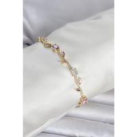 Pirinç Gold Renk Çiçek Sarmaşık Model Kadın Bileklik