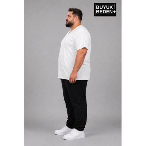 Süperlife Büyük Beden Erkek V Yaka Pamuklu Basic Tişört Lacivert 3XL-6XL SPR26BTS509