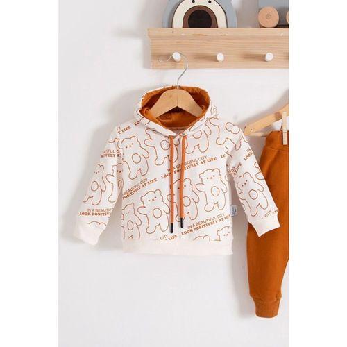 Çapraz Bears Kapüşonlu % 100 Pamuk Erkek Bebek Takımı