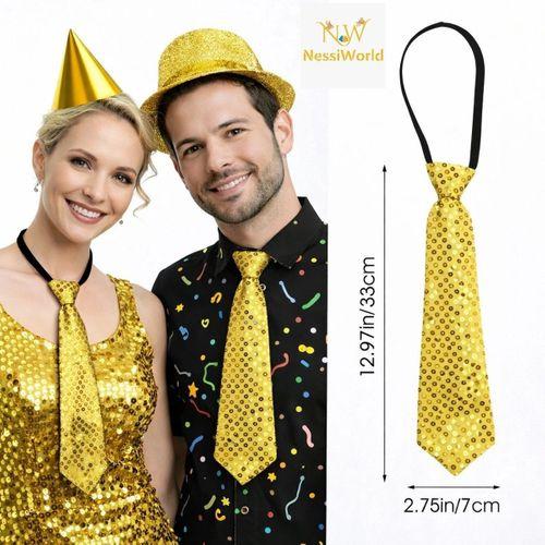 Altın Renk Pul Payetli Işıltılı Parti Kravatı 33 cm