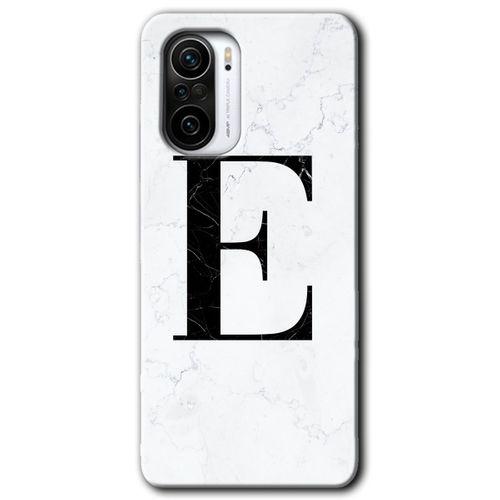 Xiaomi Redmi K40 Pro Kılıf HD Desen Baskılı Arka Kapak - Beyaz Mermer Desenli E Harfi