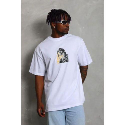 Erkek Baskılı T-Shirt Kısa Kol Bisiklet Yaka Regular Fit Rahat Kalıp Günlük Tişört - Beyaz