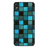 LG K20 2019 Kılıf Patchwork (27) Tasarımlı Kılıf Turkuaz Siyah