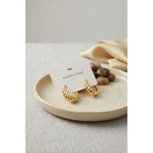 316L Çelik Gold Renk Kıvrımlı Halka Model Küpe